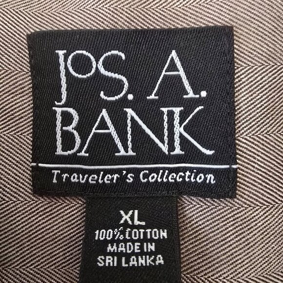 MENS JOS A BANKS LONG SLEEVE BUTTON DOWN CAMEL COLOR TEXTURED FABRIC SIZE XL - Picture 2 of 6